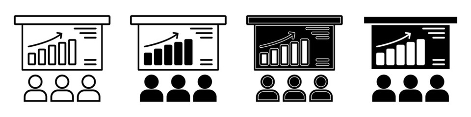 Data analysis vector icon set. Modern linear graphic design concepts, simple outline elements collection. 