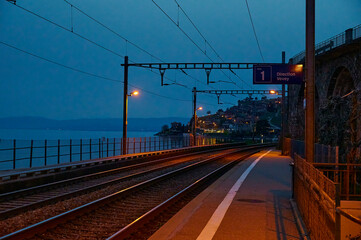 The landscape of Saint-Saphorin at night