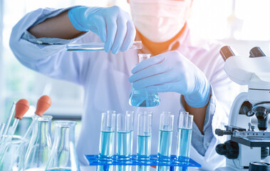 Scientist or researchers working in science laboratory, medical technology research work, science...