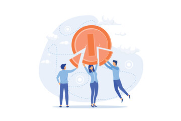 Dividend income and financial profitability. Return on investment chart, budget fund plan, revenue increase, accounting report, money bag income, pension saving account, flat modern illustration