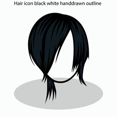 Hair icon sets collection black white handdrawn outline