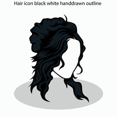 Hair icon sets collection black white handdrawn outline