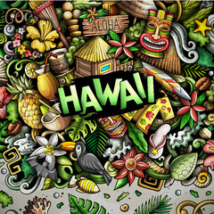 Hawaii cartoon vector doodles frame