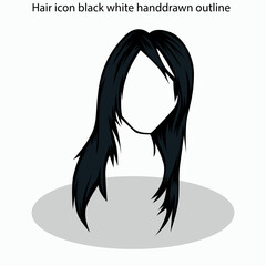 Hair icon sets collection black white handdrawn outline