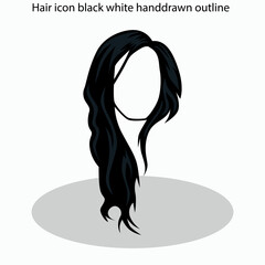 Hair icon sets collection black white handdrawn outline