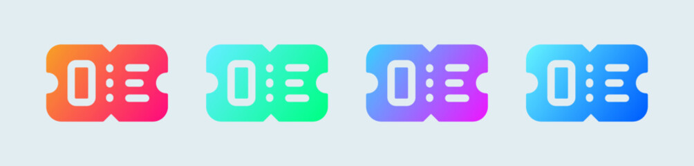 Ticket solid icon in gradient colors. Coupon signs vector illustration.