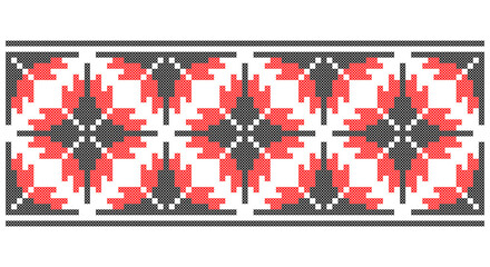 Vector seamless cross-stitched old ornament Ukraine. Embroidered good like old handmade cross-stitch ethnic Ukraine pattern. Ukrainian towel with ornament, rushnyk called, in vector.