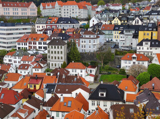 Fototapeta na wymiar Ladegarden neighborhood in Bergen, Norway