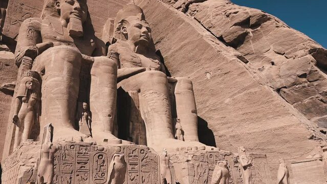 Abu Simbel Temple, Main Entrance and Statues, Ancient Egypt 