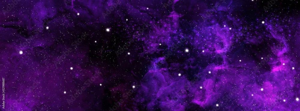 Wall mural cosmic background with a blue and pink nebula and stars. space background with realistic nebula and 