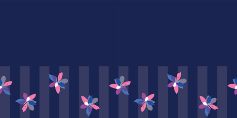 Flower Vertical Stripes Frame Border Seamless Pattern