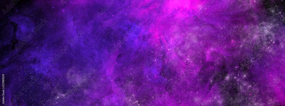 Wall mural cosmic background with a blue and pink nebula and stars. space background with realistic nebula and 
