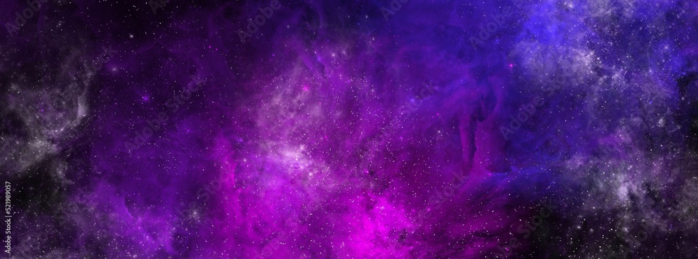 Sticker cosmic background with a blue and pink nebula and stars. space background with realistic nebula and 