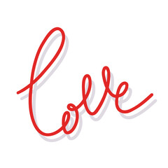 Love word with shadow. Vector lettering isolated on white.