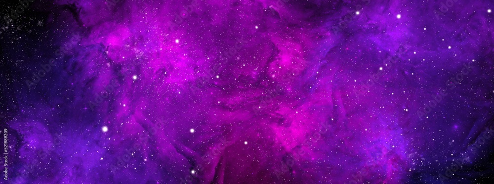 Wall mural cosmic background with a blue and pink nebula and stars. space background with realistic nebula and 