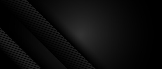 Dark background with black overlap layers. Modern abstract vector texture.
