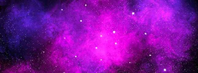 Cosmic background with a blue and pink nebula and stars. Space background with realistic nebula and shining stars. Abstract scientific background with nebulae and stars in space. 