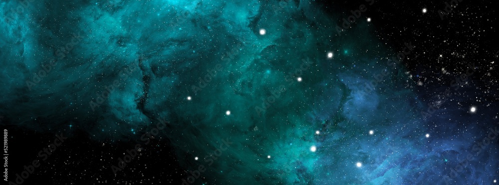 Canvas Prints nebula and stars in night sky web banner. space background with realistic nebula and shining stars. 
