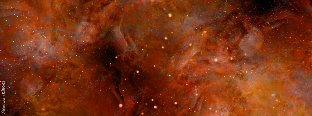Poster nebula and stars in night sky web banner. space background with realistic nebula and shining stars. 