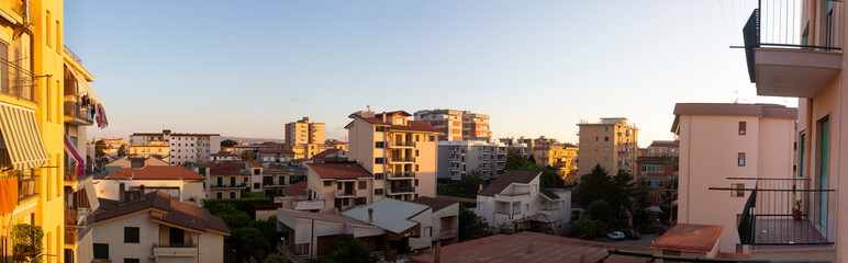 panoramica city skyline with clouds of Aversa at sunset