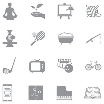 Free Time Icons. Gray Flat Design. Vector Illustration.