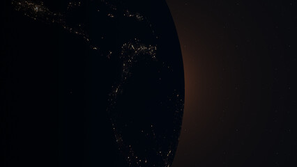 Fototapeta premium Realistic earth with sunrise from space 