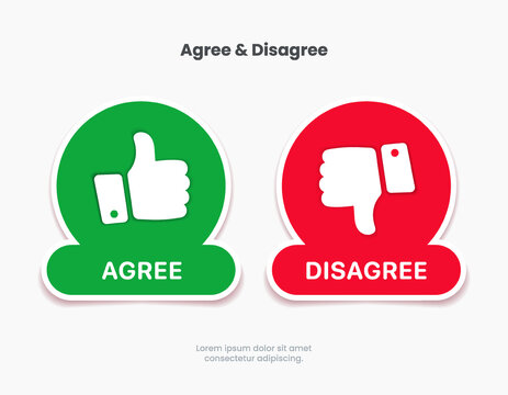 Checkmark, confirm, approve, appreciate, like, agree symbol. Decline, reject, deny, dislike, disagree label badge flag button for mobile app, website, UI UX. High quality vector illustration EPS10