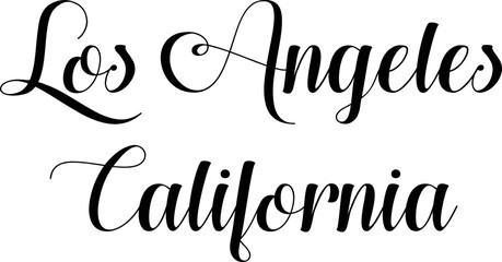 Los Angeles California, text sign illustration on white background.