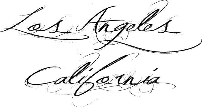 Los Angeles California, text sign illustration on white background.
