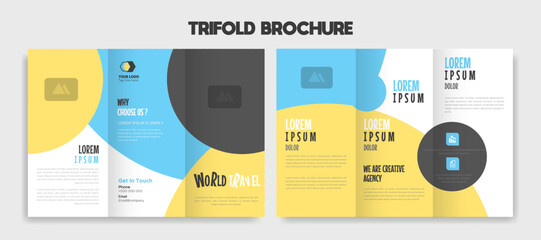 TRAVEL creative editable trifold brochure template design vector	
