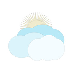 PUFFY BLUE CLOUDS AND SUN ILLUSTRATION VECTOR FILE