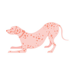 Doodle Dalmatian Dog. Playful Dog in cute cartoon style. Vector illustration on white background.
