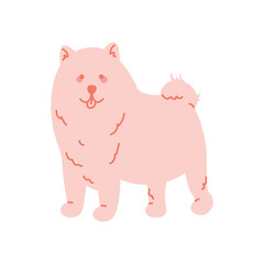 A vector full length illustration of a doodle samoyed dog. Cute cartoon vector dog.