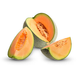 Cantaloupe melon isolated on white background.