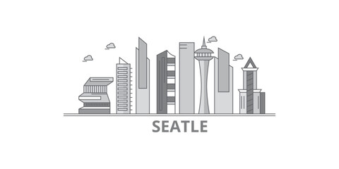 United States, Seattle City city skyline isolated vector illustration, icons