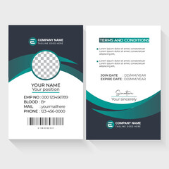 Modern Identity Employee Abstract professional, corporate office Id card design, Simple and Clean ID Card Design Template