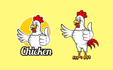 Fototapeta na wymiar Chicken character mascot logo design. Rooster mascot logo. Vector illustration.