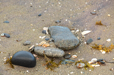 Background of small stones by the beach
