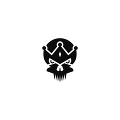 Skull combination with crown. Logo design.