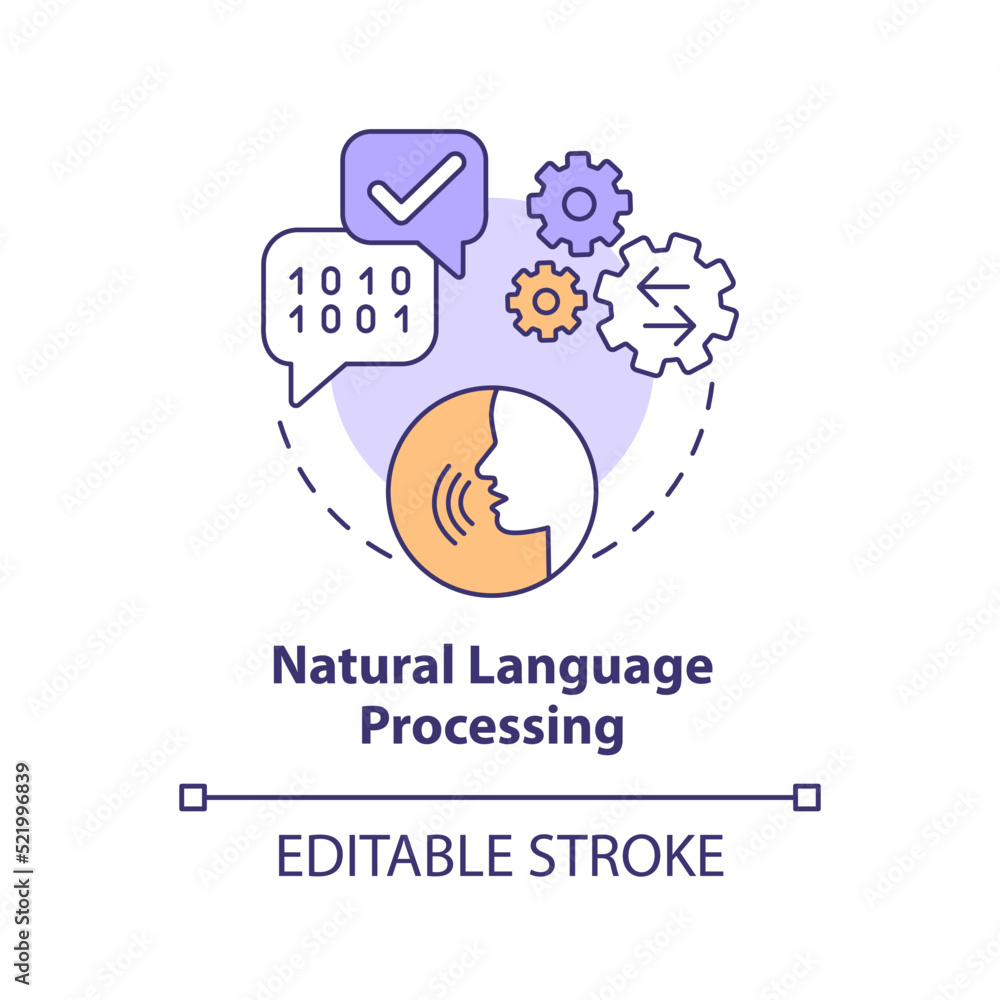 Poster natural language processing concept icon. machine learning engineer skill abstract idea thin line il