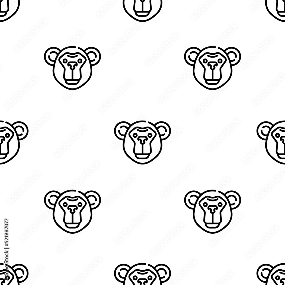 Poster monkey icon pattern. seamless monkey pattern on white background.