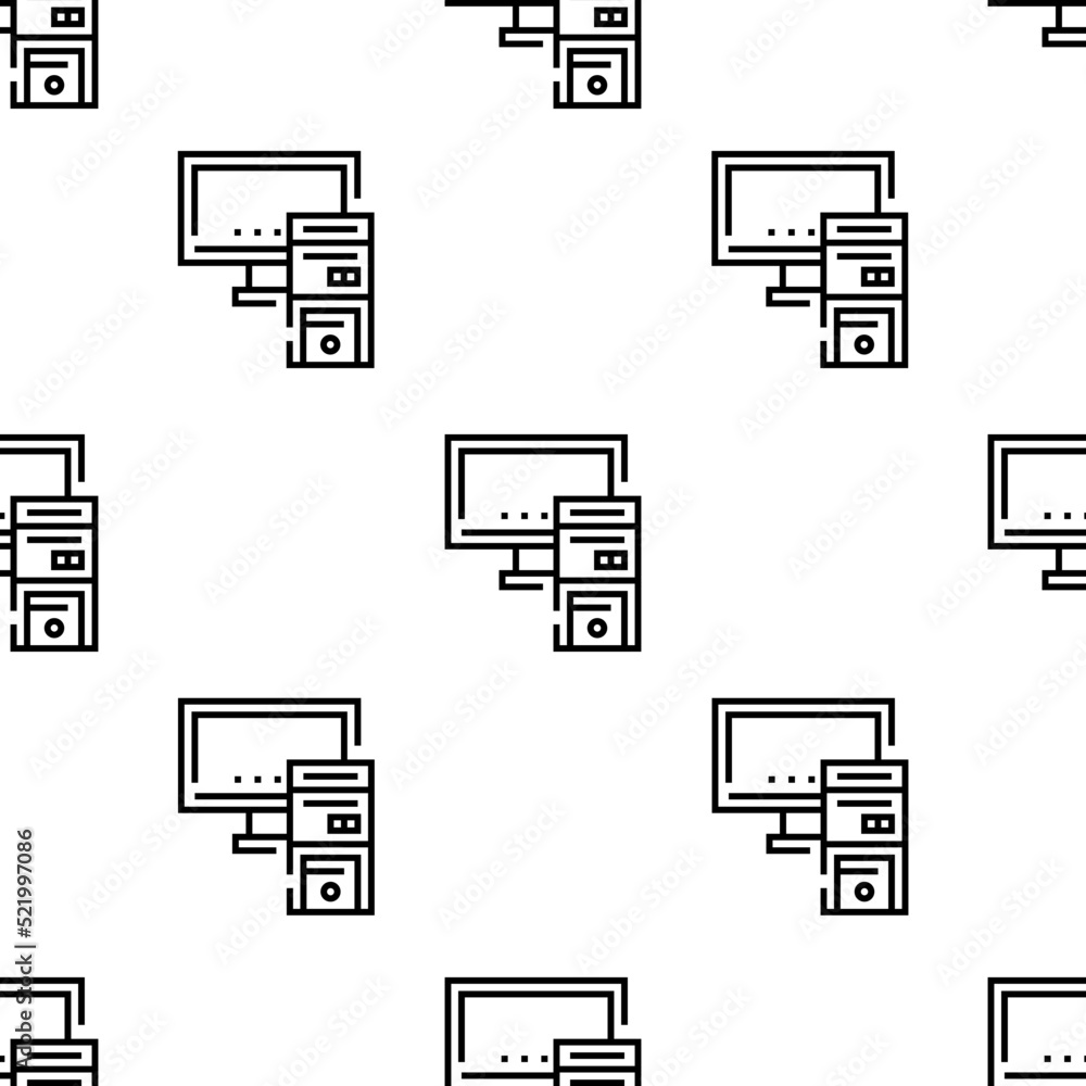 Poster pc icon pattern. seamless pc pattern on white background.