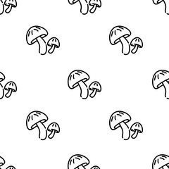 Obraz premium mushroom icon pattern. Seamless mushroom pattern on white background.