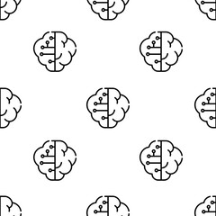 Fototapeta premium brain icon pattern. Seamless brain pattern on white background.