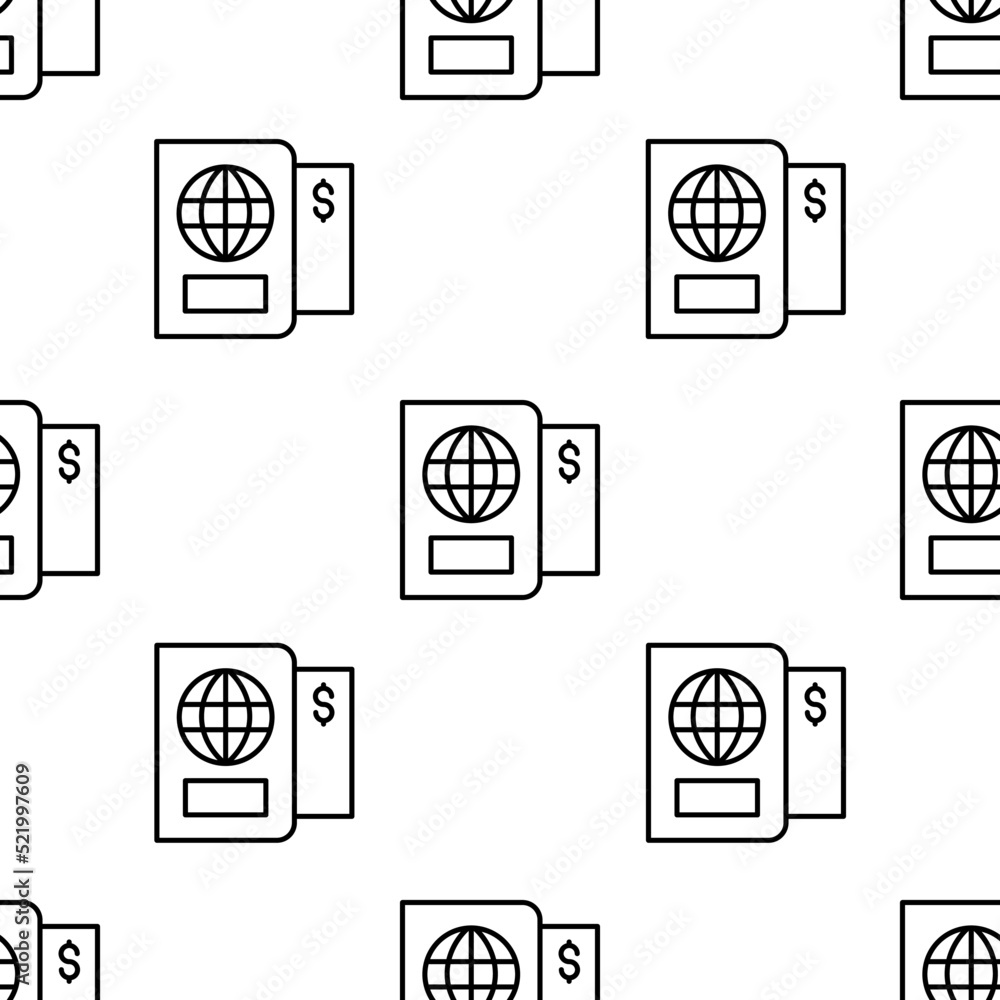 Poster passport icon pattern. seamless passport pattern on white background.