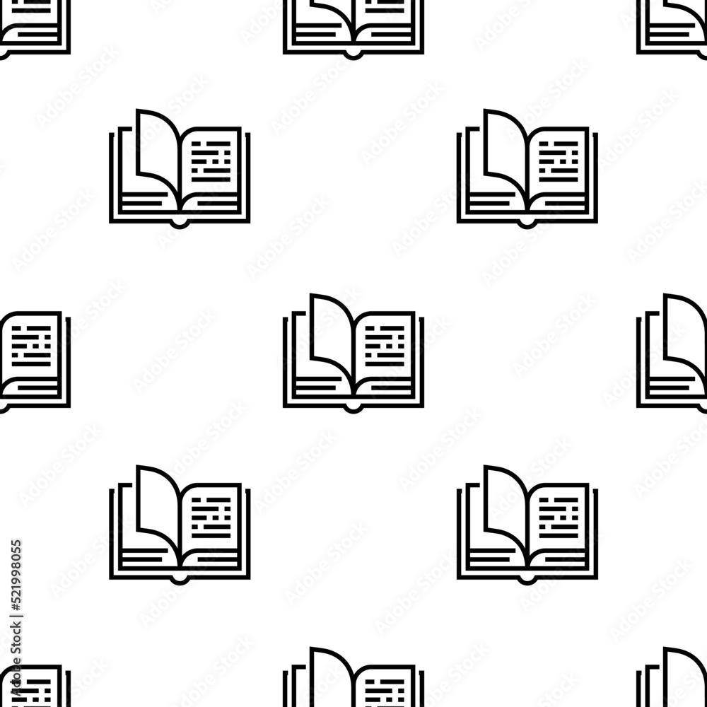 Poster open book icon pattern. seamless open book pattern on white background.