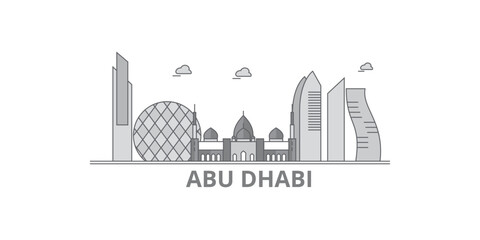 United Arab Emirates, Abu Dhabi City city skyline isolated vector illustration, icons - obrazy, fototapety, plakaty