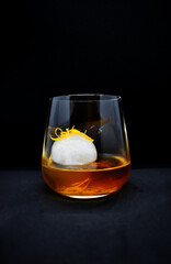 Old Fashioned Cocktail Ice and Orange