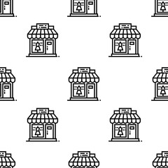 Naklejka premium clothing shop icon pattern. Seamless clothing shop pattern on white background.