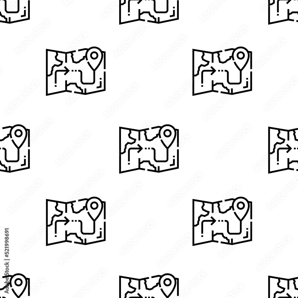 Poster map icon pattern. seamless map pattern on white background.